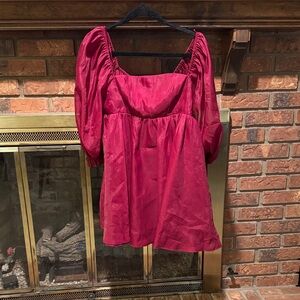 Vestique Vibrant Red Puff Sleeve Blouse